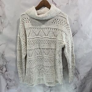 Sundance Sweater Women Medium White Cowl Confetti Fleck Linton Gracie Turtleneck